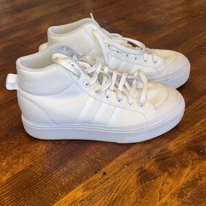 Adidas White High-Top Sneakers, Sz 7.5